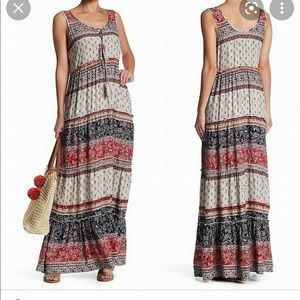 Beach lunch Lounge Tiered Maxi Dress with Tassel